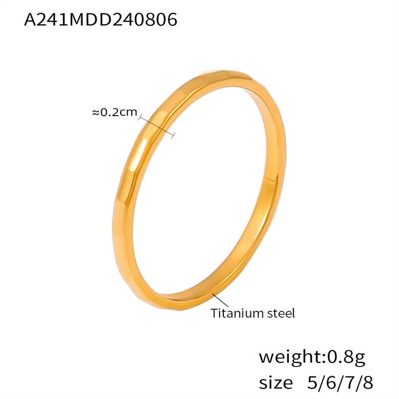 Vintage Cool Style Glossy Ring Women'S Ins Style Fashionable Internet Celebrity Elegant Titanium Steel 18K Gold Plated Finger Ring - Image 1